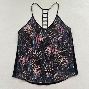 Lululemon Breezy Singlet Floral Sport Black Multi Print Ladder Loose Tank Top 6